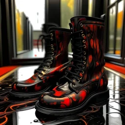 Bloody Black women's boot jackson pollock's painting