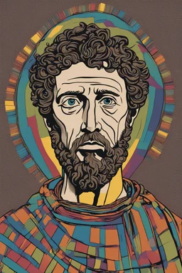 Marcus Aurelius, 4k quality, vivid, existential facial expression, art, vivid