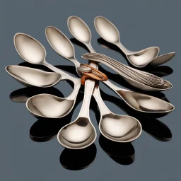 a surrealist sculpture made of old spoons by artist "Meret Oppenheim"