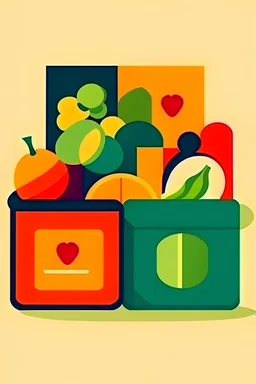 flat abstract logo of containers and boxes of goods of vegetables and food