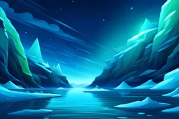 Icebergs northlights heaven illustration