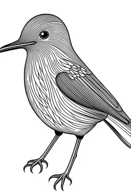bird, line art, asthetic, realistis, white background, front view