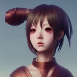 Anime girl cute neck head portrait, warrior costume, village, meditation, 8k quality