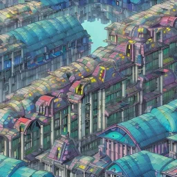 Cyberpunk futuristic Megacity ,Neogothic architecture,inslandsMetropolis, uphill Road,detailed facades,detailed painting, 8K resolution,German noir,matte painting,felix kelly,biopunk,trieste