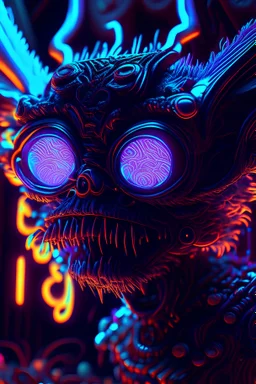 blacklight reactive 3d 8k hd ::gizmo :: by stephen king, crazy, zdark fantasy, intricate detailed masterpiece, ray tracing:: cinematic 4D::