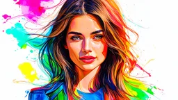 Quirky fashion portrait illustration in vibrant watercolor style, Portrait of a beautiful young woman surrounded by vibrant colors and airy lighting in this stunning fashion illustration featuring quirky watercolor brushstrokes, Surreal, textured, 3D, 8K, best quality, fine rendering, high detail, hyperrealism, high resolution, high definition, multi-layered, extreme focus, hyper sharp, hyperfocus,