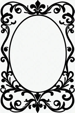 silhouette of an ornamental oval picture frame, black on white vector