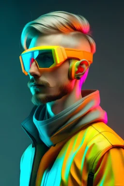 style man from slovakia in light futuristik style, colored