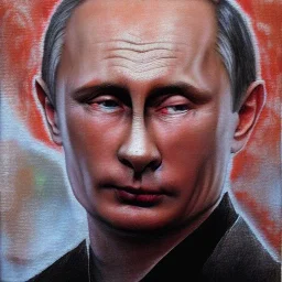 Vladimir Putin with hole in his head painting by de koenig