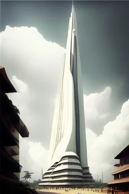 big very tall pointy white dystopian rich uganda city center