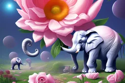 big flower blossom and elephant