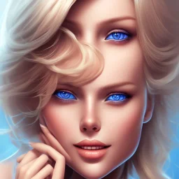 belle femme blonde souriante aux yeux bleus