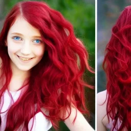 half-elf girl teen red medium wavy hair