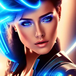 cyberblue, head, woman, portrai, tron