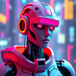 a cyberpunk androgynous android robot, bright colours, futuristic, dystopia, stylised, digital art, 3d render