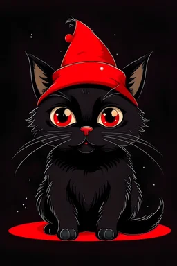 Black animated cat with a Christmas hat on pfp