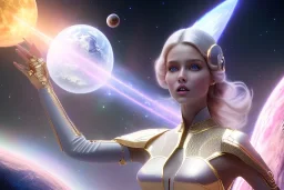  beautiful cosmic woman, nice smiling, magic glamour make up, delicate colors, beautiful glamour galactique dress, ultra sharp focus, 8k, unreal engine 5, extremely sharp detail, light effect, soft light atmosphere of a spaceship, smooth, full of details, face in front, complete vision of face and hair and body