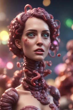 female worms from worms armageddon wearing makeup, bokeh like f/0.8, tilt-shift lens 8k, high detail, smooth render, down-light, unreal engine, prize winning