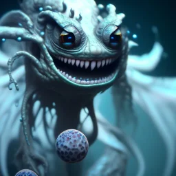 Cute fluid ink creature, big black eyes, scared face, unreal engine 5, 8k resolution, photorealistic, ultra detailed