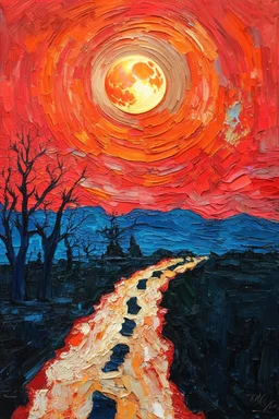 Blood Moon; Post-Impressionism; thick acrylic paint