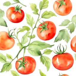 a single tomato in watercolors on a white background
