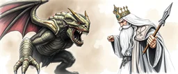 balrog and bride vs gandalf , airbrush and pen outline