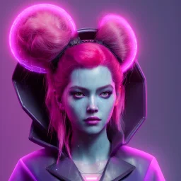 Pretty cyber woman, mad hair, sci-fi, sweet face, black, natural, pink, geisha style, symmetric plane, neon style, a lot of led lights, fog, rain, leather coat, vibrant color, highly detailed, art stations, concept art, smooth, unreal engine 5, god rays, ray tracing, RTX, lumen lighting, ultra detail, volumetric lighting, 3d, finely drawn, high definition, high resolution.