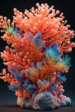 3D rendering of Expressively detailed and intricate of a hyperrealistic “organic figurine”: shinning coral crystal, molecules, glossy skin, neon rainbow, side view, scientific, single object, black background, cosmic fractals, octane render, 8k post-production, dendritic, artstation: award-winning: professional portrait: atmospheric: commanding: fantastical: clarity: 16k: ultra quality: striking: brilliance: stunning colors: amazing depth