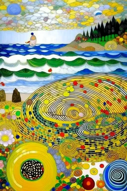 A beach near a whirlpool painted by Gustav Klimt