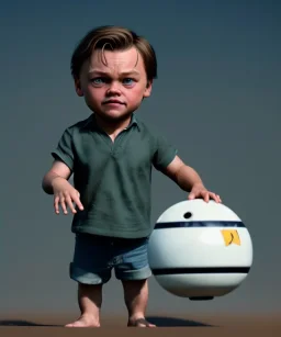 Leonardo di caprio toddler, full body, car, dramatic lighting, hyper realistic