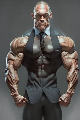 Bodybuilder Lee HaneyDelete the head. And wears a luxurious black suit