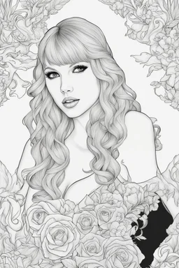 coloring pages of taylor swift for adults, Designs Black and white, No Shading