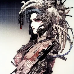 beautiful cyberpunk woman, hyper detailed, hyperdetailed, intricately detailed, illustration by <Katsushika Hokusai> <Yoji Shinkawa>,