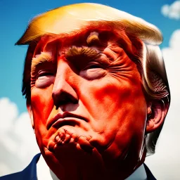 Realistic image of Donald trump super hero, retro style, watchmen style, red white blue colors, white stars, suspenders, latex material, 80s, vibrant color, highly detailed, sky background, concept art, unreal engine 5, god rays, ray tracing, RTX, lumen lighting, ultra detail, volumetric lighting, 3d, finely drawn, high definition, high resolution.