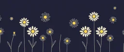 linework daisies, spring, simplified, patterned, vector