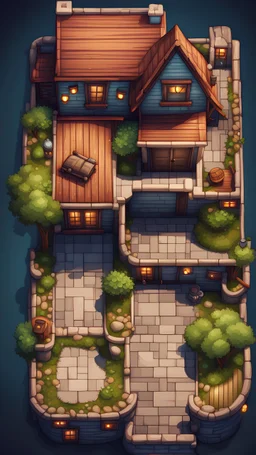 house 2d topdown, from the top stylized, game
