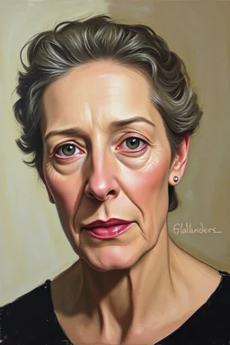 Gloria Nards facial portrait, oil on canvas by Flan Ders