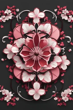 Stylized Emblem cherry blossom and folding fan, RWBY animation style
