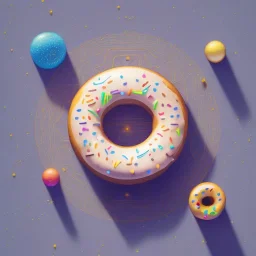 100mm photo of isometric floating donut in the sky, surreal donut with sprinkles, intricate, high detail, behance, microworlds smooth, macro sharp focus, centered