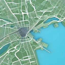 a 3d partially transparent map with roads and highways, desaturated colors, and colored pins positioned throughout the map, highly detailed, intricate design, smooth, realistic render