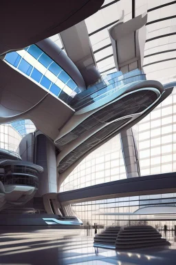 modern futuristic architectural design of Airports in 2100