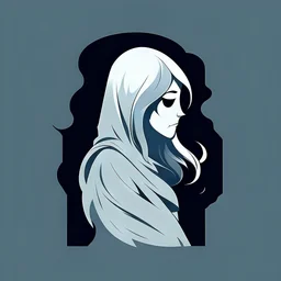 sticker, girl, ghost, banshee, minimalism