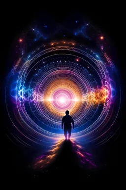 Spiritual awakening to the universe in a graphic design