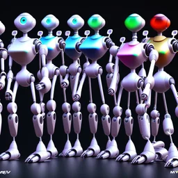 Diverse group of robots singing