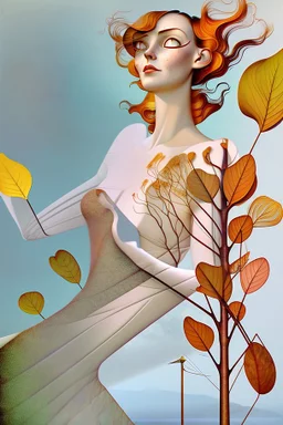 Streamline moderne woman windblown hair trees leaves carel weight Oxana dobrovolska catrin welz-stein andrea kowch andrea kurti art deco