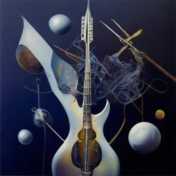 multiverse-like complex surgical instruments mixed with galaxy-like musical instruments,,Abstract painting formed by a mix of human flesh-like surgical instruments and universe-like musical instruments,neuralink,minimalism,Painting By Adrian Ghenie, Rene Magritte, Salvador Dali, Lucian Freud