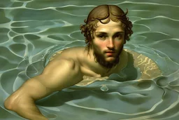 man in camo swim in deep water by andrea del sarto