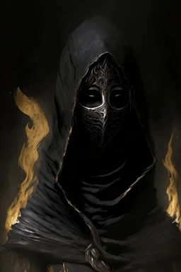 The Fire Keeper in world of the dark souls 3, She is often depicted wearing a long, dark robe that covers her entire body. Her attire is black in color, matching the somber and mysterious atmosphere of the game. She adorns a mask on her face, which adds to her enigmatic presence. The mask conceals her features and gives her a haunting and intriguing look. Overall, her appearance combines elements of darkness, secrecy, and depth, reflecting her role as the guardian of the fire in the game.