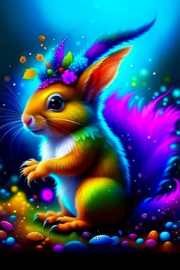 Beautiful fairy squirrel colorful art conceptual, amazing artwork, hyper-detailed, ultra maximalist quality, 12k,squirrel