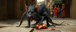portrait of a hairy rock star spider rat cat, fantasy art, style of Rembrandt,Dead drop discovery: While walking, a party member stumbles upon a small, blood-stained package hidden in a gutter. It contains a coded message to a cult of the Dead Three. 9-10 Parade of the Patriars: A noble's procession blocks the street. The crowd is forced to bow, and guards roughly shove anyone who doesn't move quickly enough.